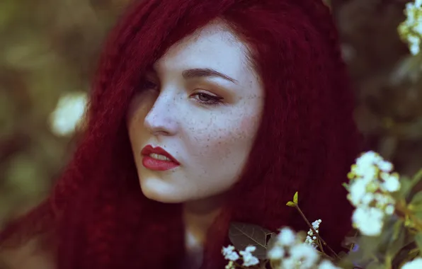 Girl, face, background, brown hair
