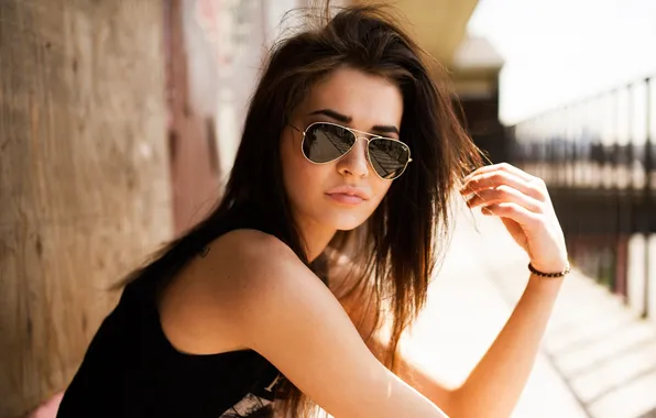 Picture girl, model, glasses, day