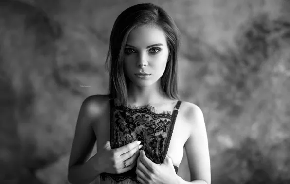 Picture look, pose, background, model, portrait, makeup, hairstyle, black and white