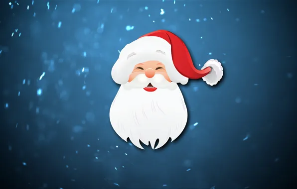 Minimalism, Snow, New Year, Face, Christmas, Snowflakes, Santa, Holiday