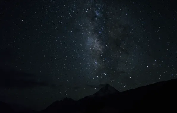 The sky, mountains, night, nature, rocks, stars, the Milky Way galaxy