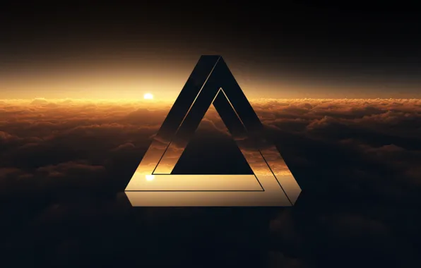 Picture clouds, sunset, triangle, Penrose
