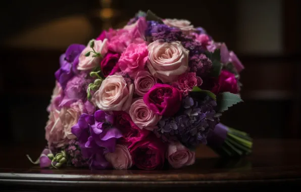 Flowers, holiday, rose, roses, bouquet, pink, different, lilac