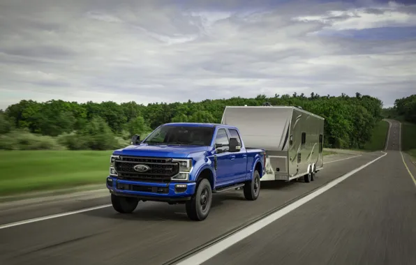 Picture road, blue, Ford, pickup, Super Duty, F-250, Tremor, 2020