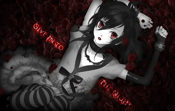 Roses, twilight, red eyes, surrender the night, give into the Night