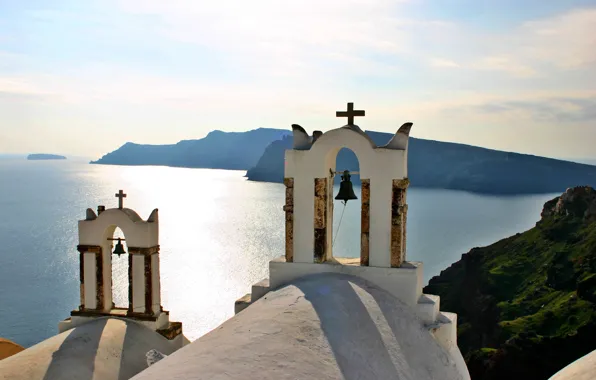Church, Greece, bell, Santorini