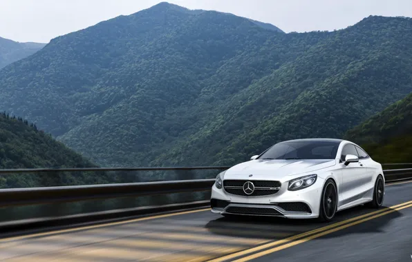 Mercedes-Benz, Mountains, White, Forest, Machine, Mercedes, Car, Landscape