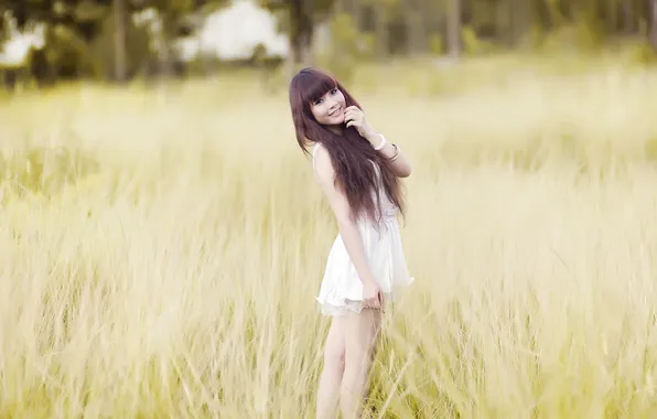 Field, summer, girl