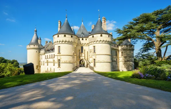 France, Road, Castle, Wall, Loire, Chaumont, Bashi