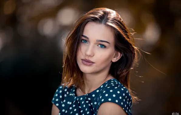 Picture look, the sun, portrait, makeup, hairstyle, brown hair, beauty, bokeh
