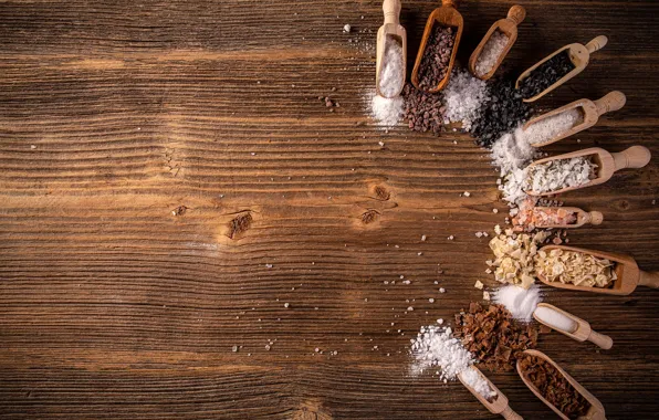 Board, placer, a lot, different, composition, spices, salt, seasoning