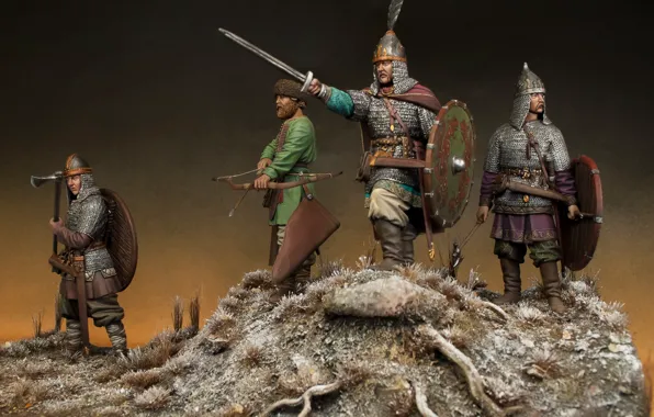 Picture sword, warrior, helmet, shield, Archer, the Vikings, The Warriors Of Ancient Russia, Military-historical miniature
