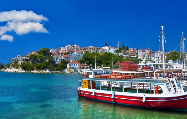Sea, shore, yacht, harbour