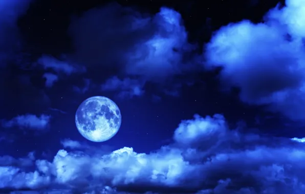 Picture the sky, stars, clouds, night, the moon