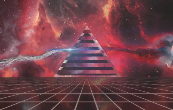 Picture Music, Neon, Space, Pyramid, Background, Triangle, Pink Floyd, Art