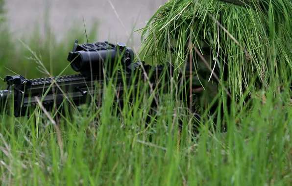 Grass, weapons, army, soldiers, disguise