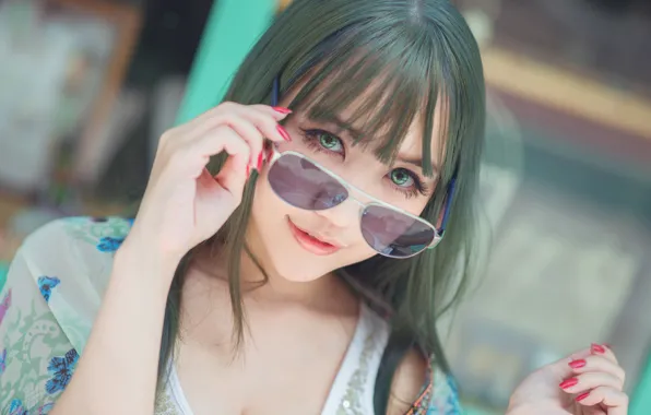 Eyes, look, girl, face, eyelashes, background, street, hair