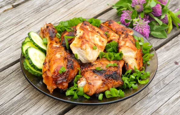 Chicken, cucumber, meat, salad