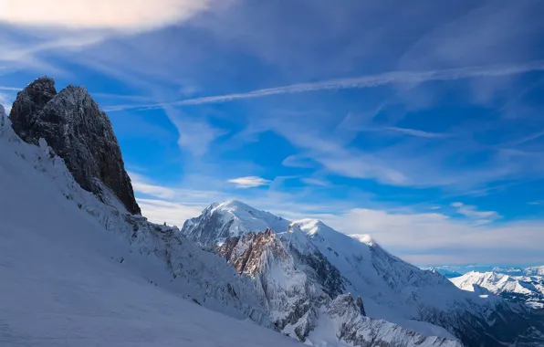 The sky, snow, mountains, France, Alps, France, Alps, Blanc