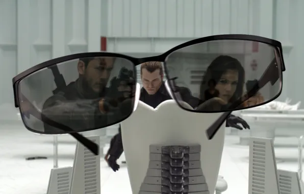 Reflection, room, glasses, Resident evil, Resident Evi