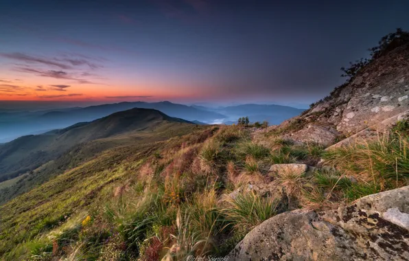 Picture landscape, sunset, mountains, nature, stones, Poland, grass