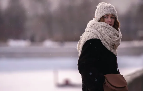 Picture cold, look, hat, scarf, sponge