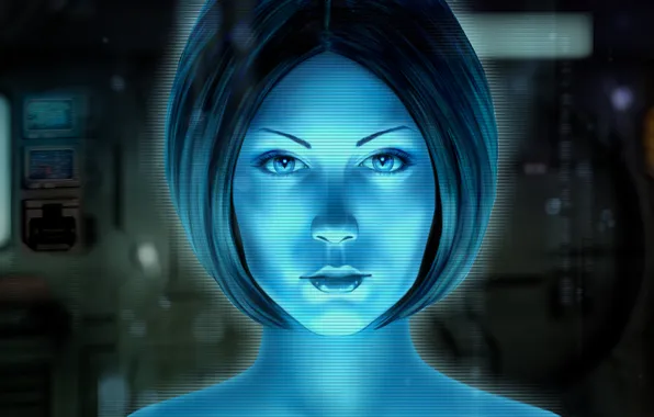 Look, girl, the game, haircut, art, halo, Cortana