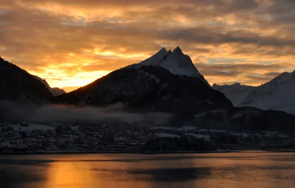 Picture landscape, sunset, mountains, Norway, More and Romsdal, Sykkylven