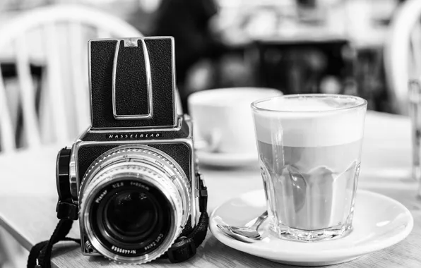 Picture glass, style, background, widescreen, Wallpaper, black and white, camera, the camera
