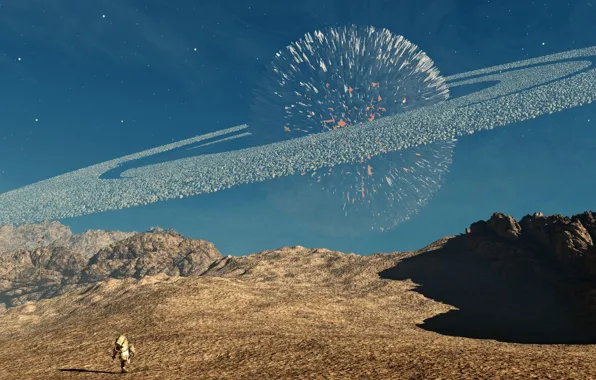 Picture the sky, stars, stones, shadow, ring