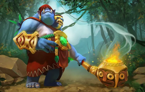 Fire, magic, the game, staff, Ogre, DotA, DotA 2, Dota 2