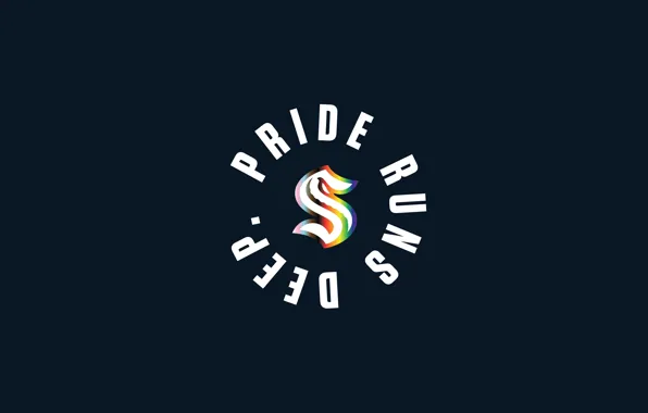 Logo, motto, NHL, dark blue background, hockey club, Seattle Kraken, Seattle Kraken, Pride Runs Deep