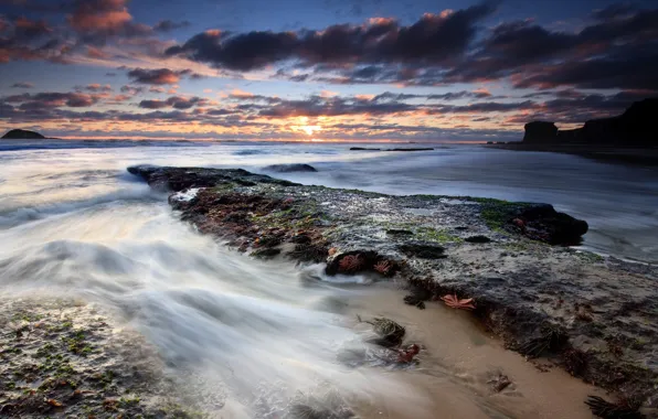 Picture sea, sunset, the evening, New Zealand, Auckland, beautiful Wallpaper, Sunset at Maori Bay