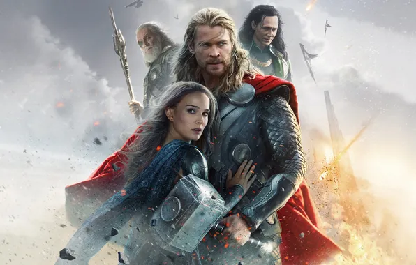 Fiction, hammer, Natalie Portman, Natalie Portman, poster, characters, comic, costumes