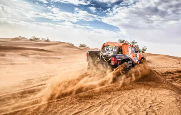Sand, Auto, Sport, Machine, Orange, Toyota, Hilux, Rally