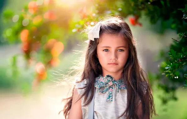 Picture portrait, girl, the beauty, child photography, Wind in her hair