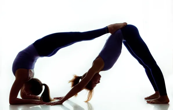 Picture girl, sport, gymnastics, barefoot, yoga, bending