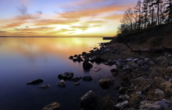 Landscape, sunset, lake