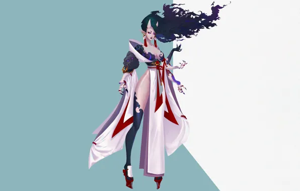 Picture girl, fantasy, style, art, background, Illustration, Minimalism, Mononoke