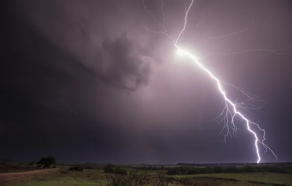Field, clouds, zipper, storm, storm, field, lightning, clouds