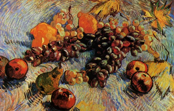Picture Vincent van Gogh, Pears, Still Life with Apples, Lemons and Grapes