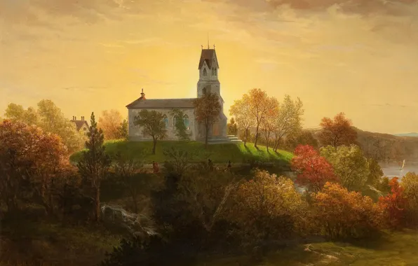 Picture the city, river, picture, painting, painting, the Church