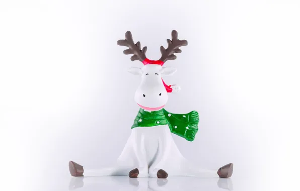 Winter, white, face, pose, smile, holiday, toy, deer