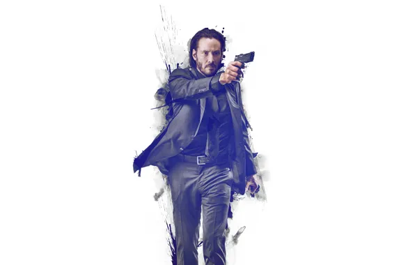 Picture gun, paint, costume, white background, Keanu Reeves, Keanu Reeves, John Wick, John Wick