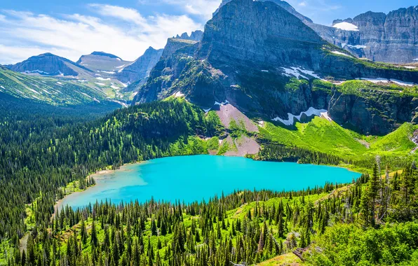 Picture mountains, nature, rock, lake, USA, Glacier National Park