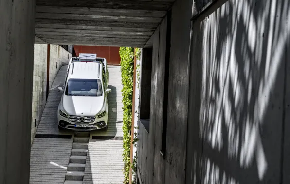 White, wall, vegetation, Mercedes-Benz, shadow, concrete, pickup, cargo