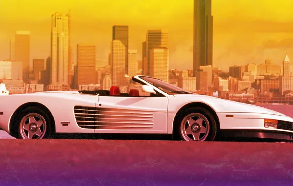Picture The city, Ferrari, 80s, Testarossa, VHS, 80's, Synth, Retrowave