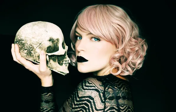 Picture look, girl, skull