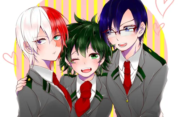 Boku no Hero Academy, Todoroki Shouto, Izuku Midoriya, Iida Tenya