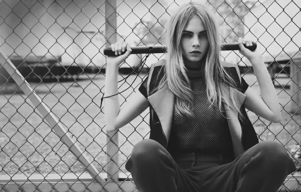 Picture mesh, photographer, black and white, journal, top model, Cara Delevingne, Cara Delevingne, Guy Aroch